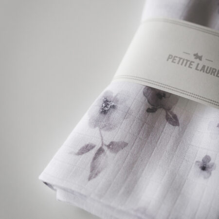 Baby nappy/ Swaddle Grey Flowers