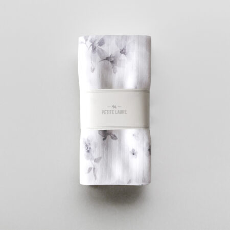 Baby Swaddle Retro Grey Flowers