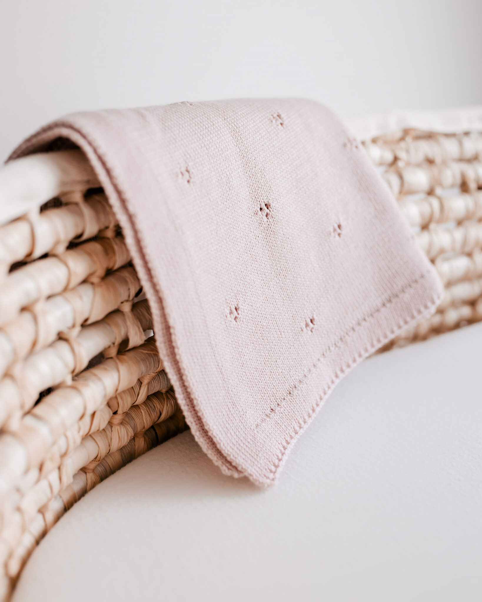 Knitted Merino Wool Baby Blanket Powder Pink