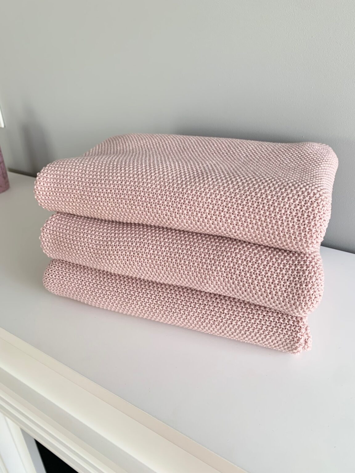 Knitted Merino Wool Baby Blanket Powder Pink