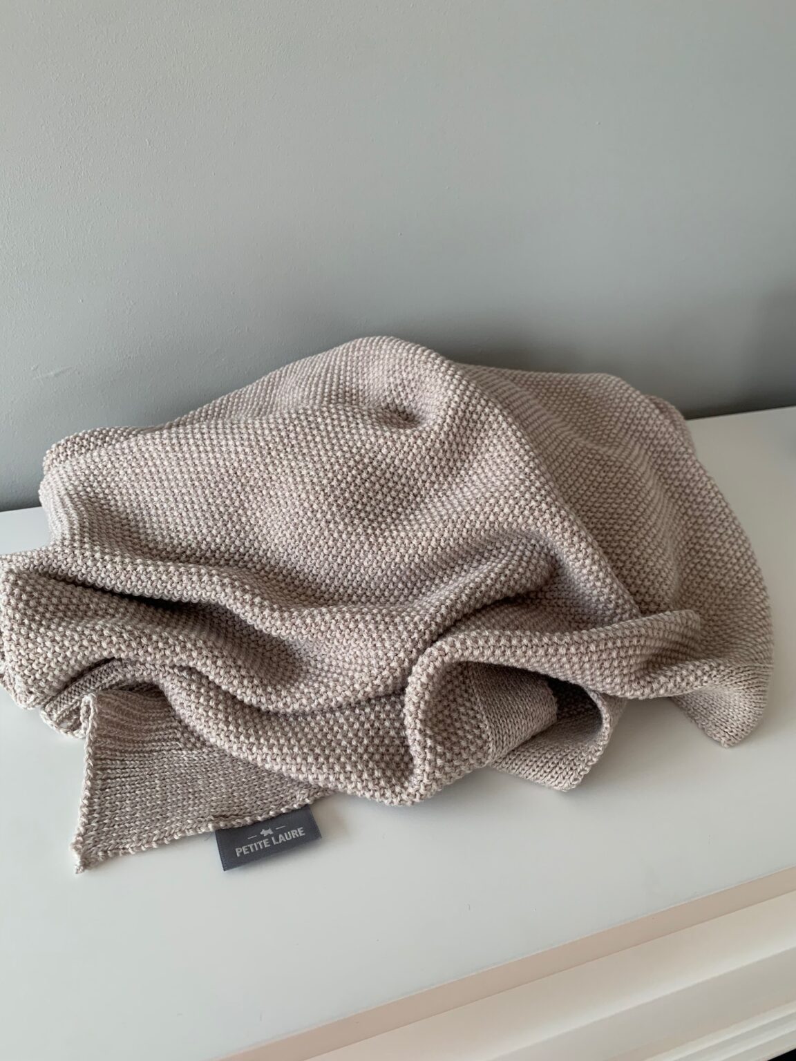 Knitted Merino Wool Baby Blanket Beige
