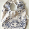 Baby Bib Cotton Roses Navy Blue